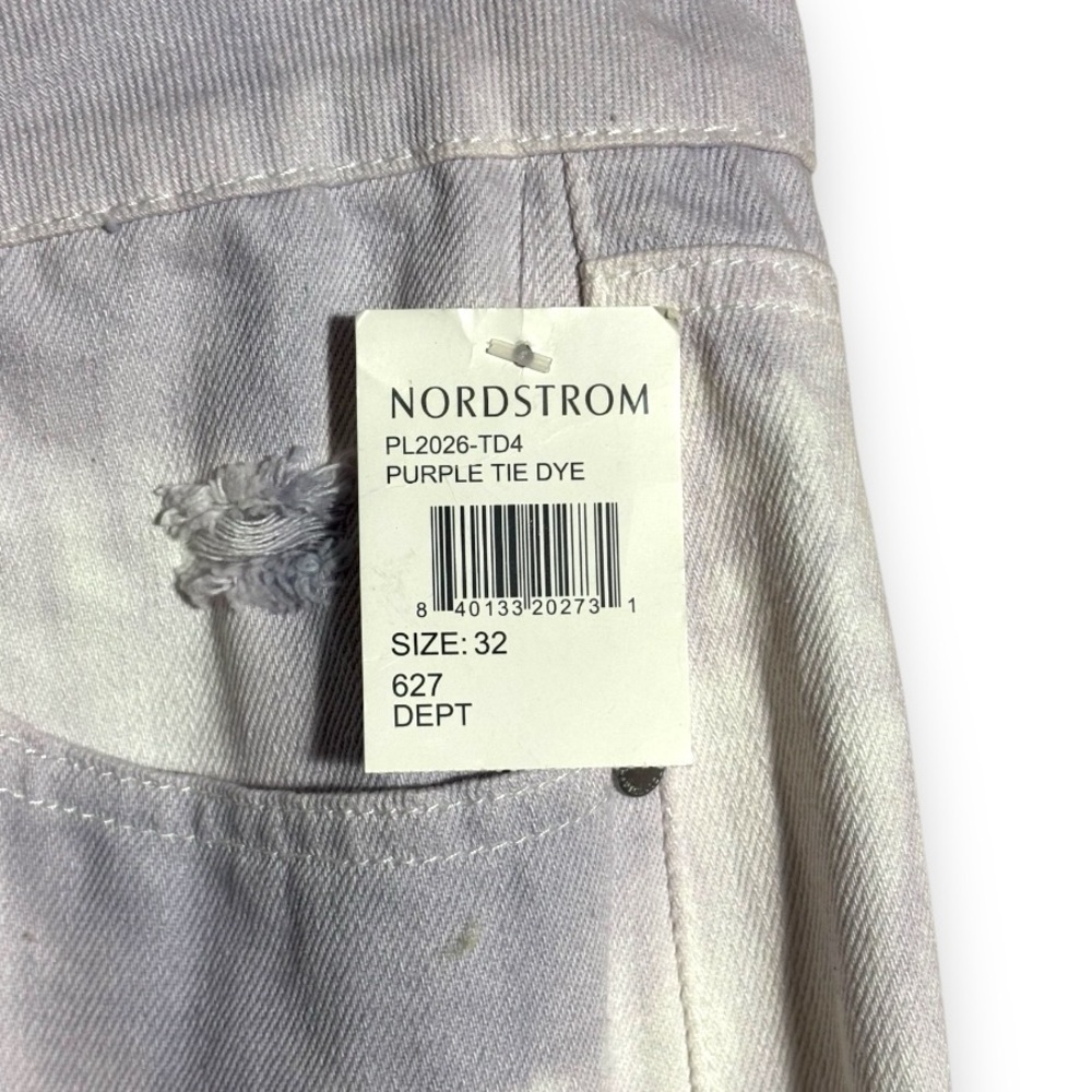 PTCL NWT Chic Lilac and White Tie-dye Denim Distressed Mini Skirt Waist Size 32 - Picture 10 of 16